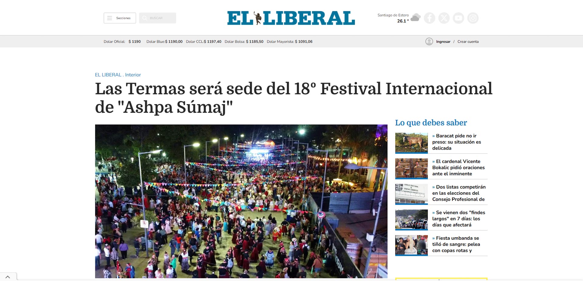 Termas será sede del 18º Festival Internacional de “Ashpa Súmaj”